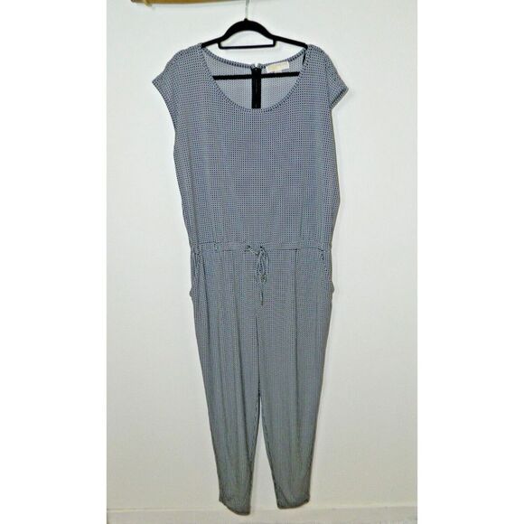 Michael Kors Pants - Michael Kors Jumpsuit Size 2X Black White Checkered Drawstring Waist Pockets